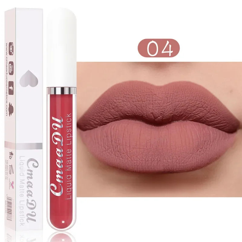 6 Colors/Set Fashion Matte Lip Gloss Sets Natural Moisturize Waterproof Lasting Velvet Sexy Red Liquid Lipstick Beauty Cosmetic Qme 04