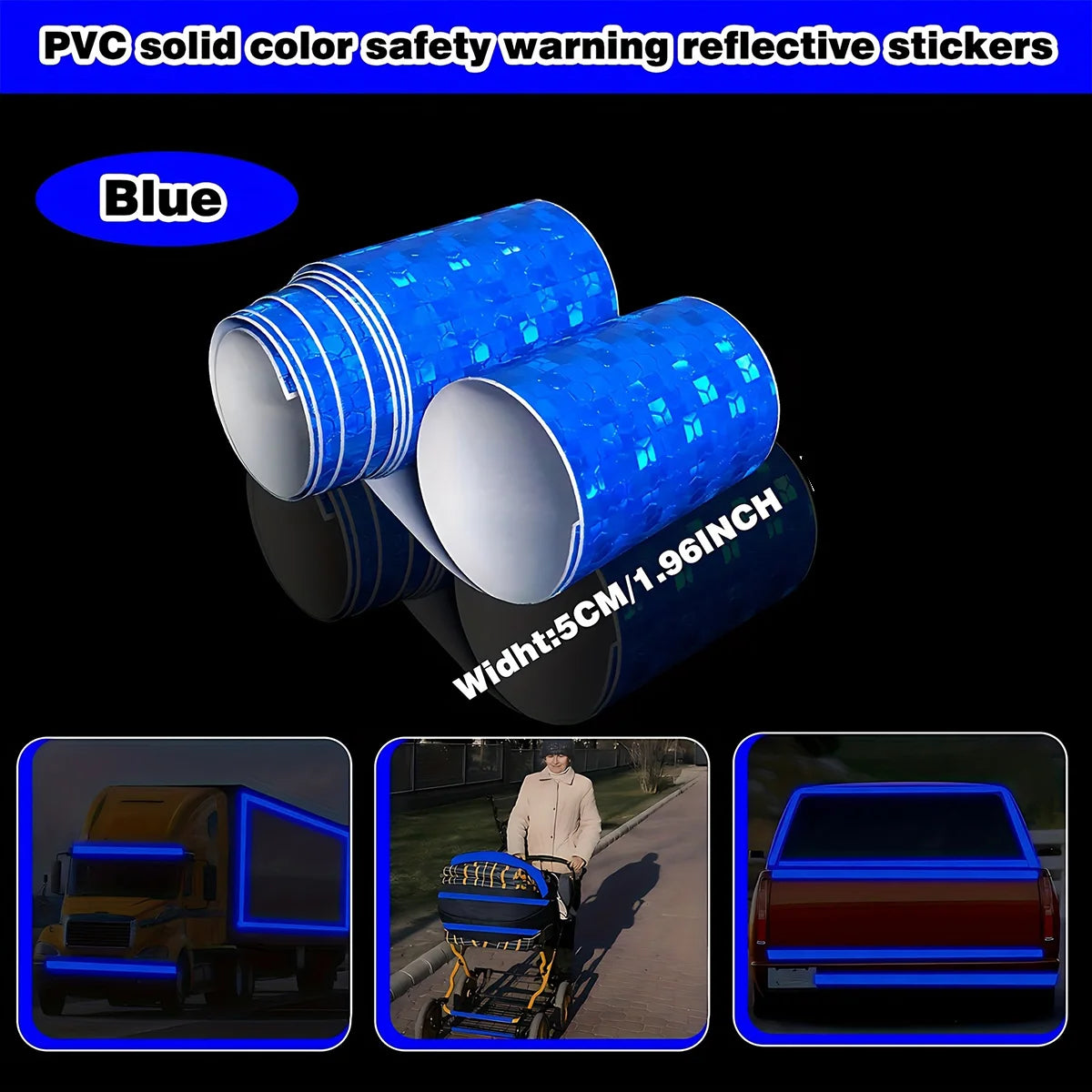 High Visibility Car Reflective Tape Night Driving Safety Warning Strip Motorcycle Reflector Decal for Enhanced Visibility Qme Blue 9m 5cm