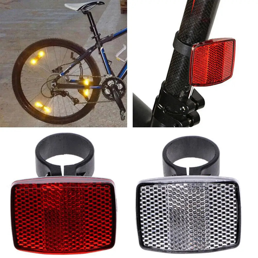 NEW Front & Rear Bike Bicycle Reflector Set Red White Fixings Mounting Bracket Warning Light Safety Lens Bicycle Accessorie Qme