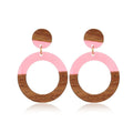 New Personalized Wood Splicing Resin Earrings Simple Round Hollow Dangle Earrings Best Party Wedding Anniversary Jewelry Gift Qme 4