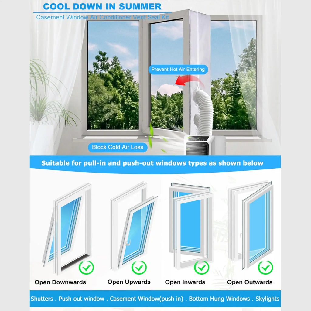 Air Conditioner Window Seal HVAC Vent Blocker Set With Zip Air Conditioner Vent Sealing Kit For Home Bedroom Apartment Dormitory Qme