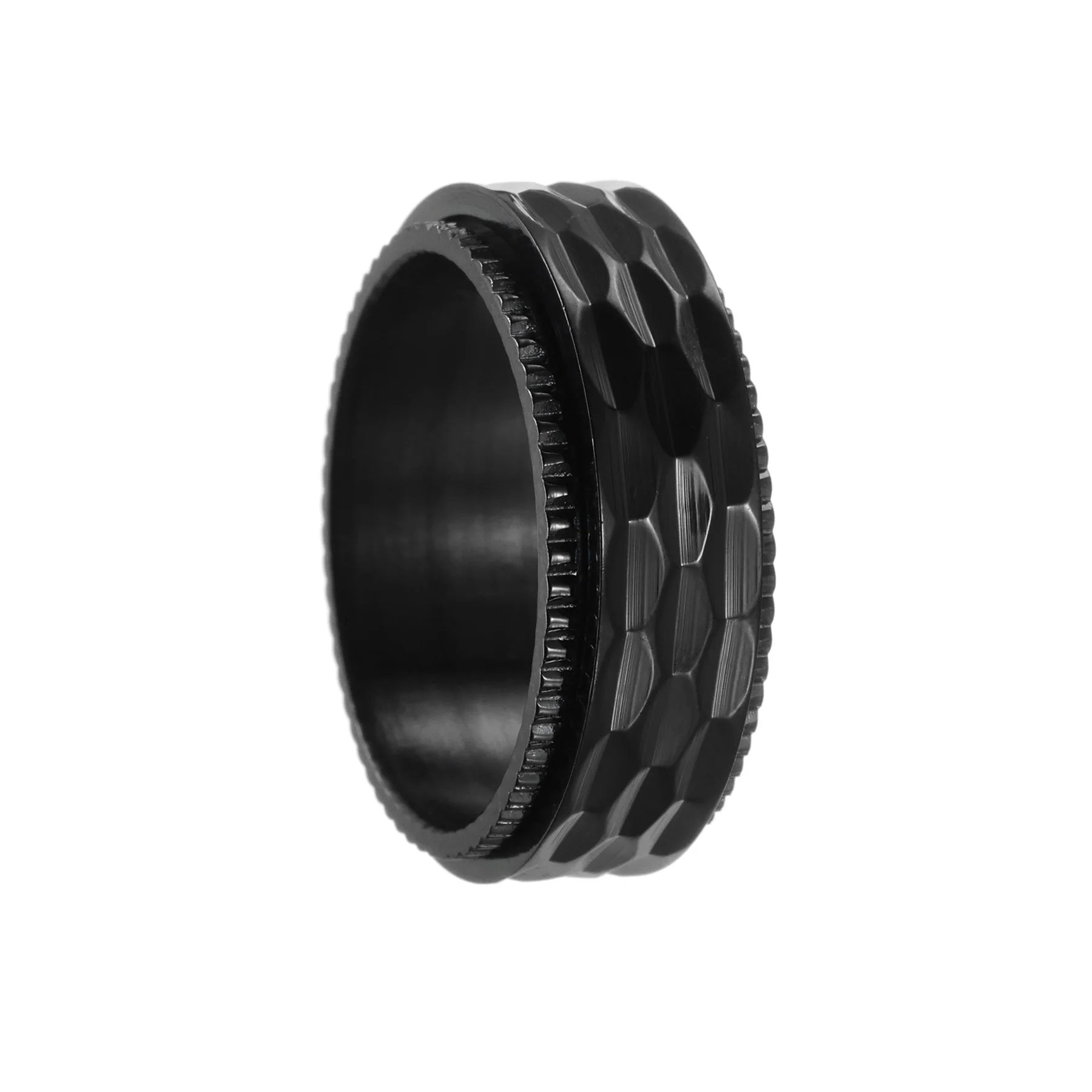 Hip Hop Anti Stress Anxiety Fidget Spinner Couple Rings For Lovers Rotating Stainless Steel Wedding Band Knuckle Ring Jewelry Qme 5 7