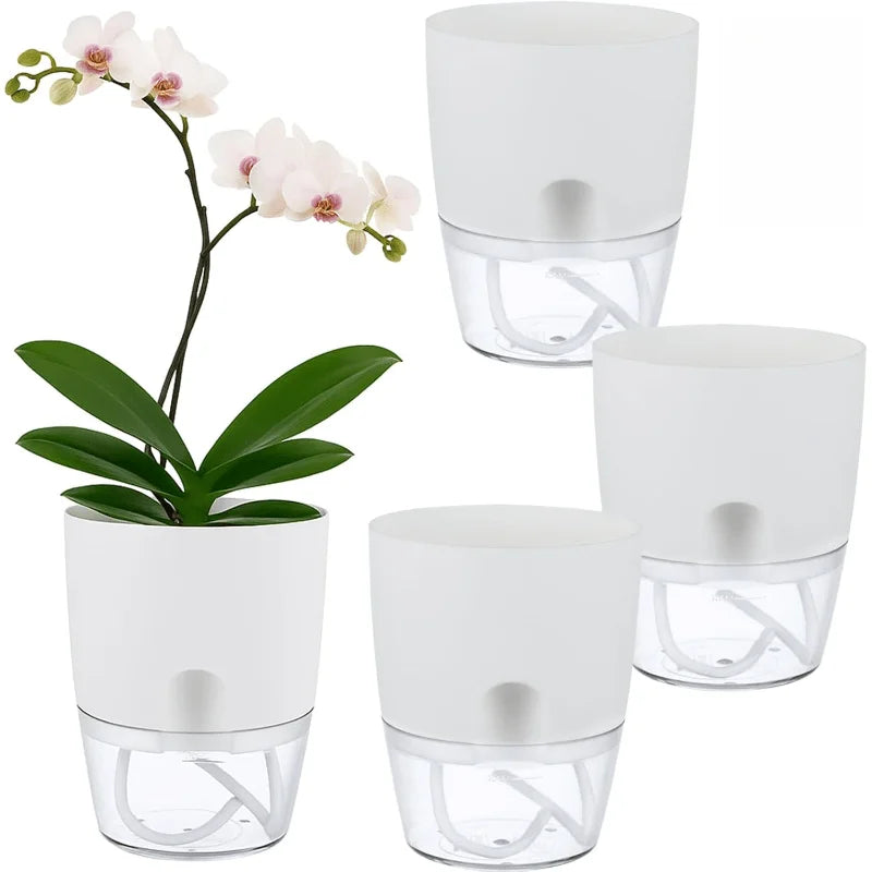 Self Watering Plant Pot, Double Layer Transparent Water Storage Planter, Absorption Flower Pot for Indoor House Plants Qme
