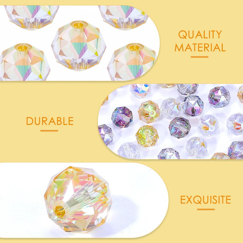 8mm/10mm Transparent Austria Crystal Glass Beads Roundle Spacer Loose Bead for DIY Bracelet Necklace Jewelry Making Accessories Qme