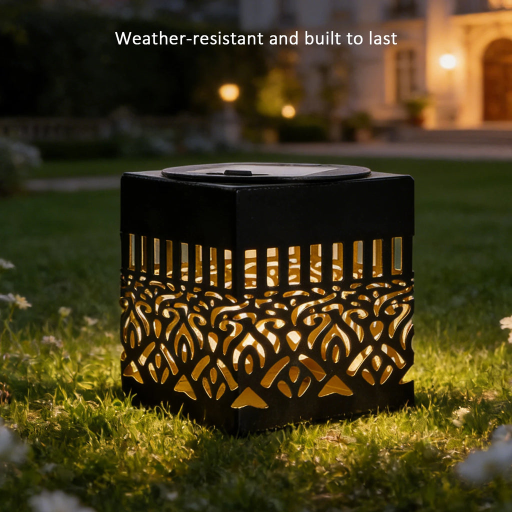 1/2/4pcs Solar Mandala Sunflower Outdoor Wall Light Waterproof Garden Decorative Lamp for Yard Courtyard Fence Decor Qme Warm Light Square 4PCS