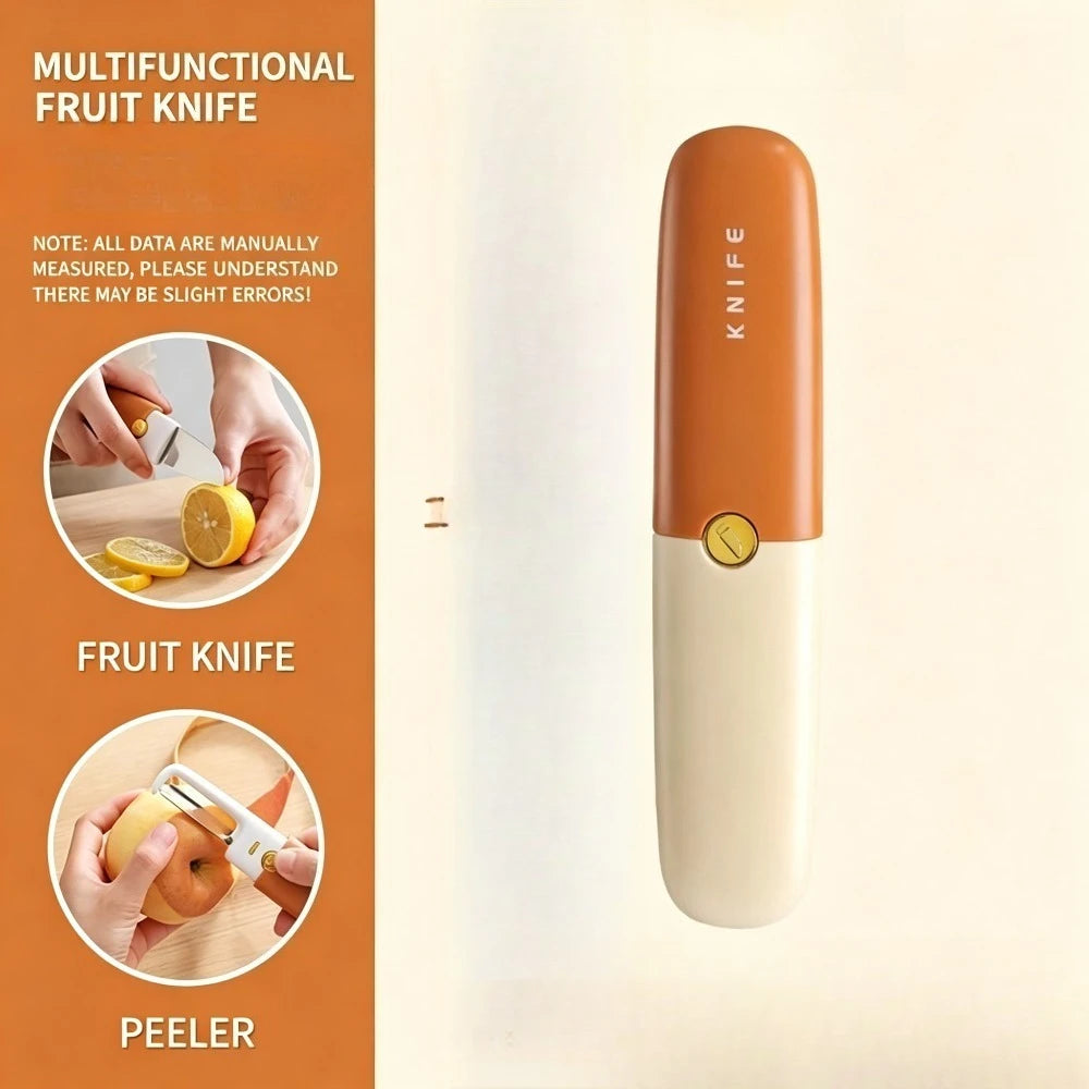 2-in-1 Multifunctional Fruit Peeler Knife, Portable Vegetable Peeler with Protective Cover, Blade for Kitchen & Travel Qme Orange 1pc