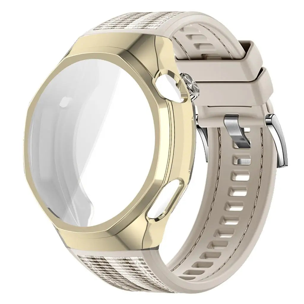TPU Case+Strap For Huawei GT6 Pro 46mm Soft Silicone+Nylon Woven Bracelet Band With TPU Protector Bumper Shell Cover Qme Star-G For GT6 Pro 46mm