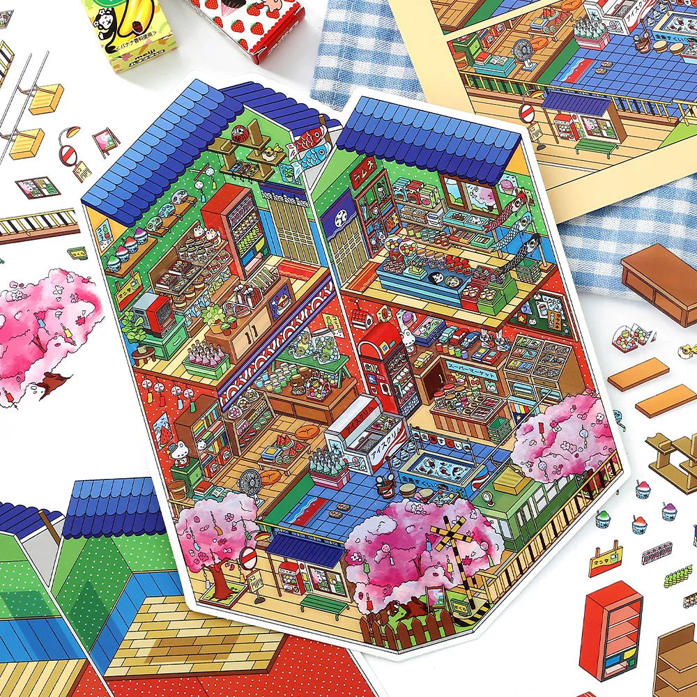 Today's opening series, the 23rd round, 4/16 sheets 2.5D large-sized landscape stickers, handmade DIY landscape stickers Qme