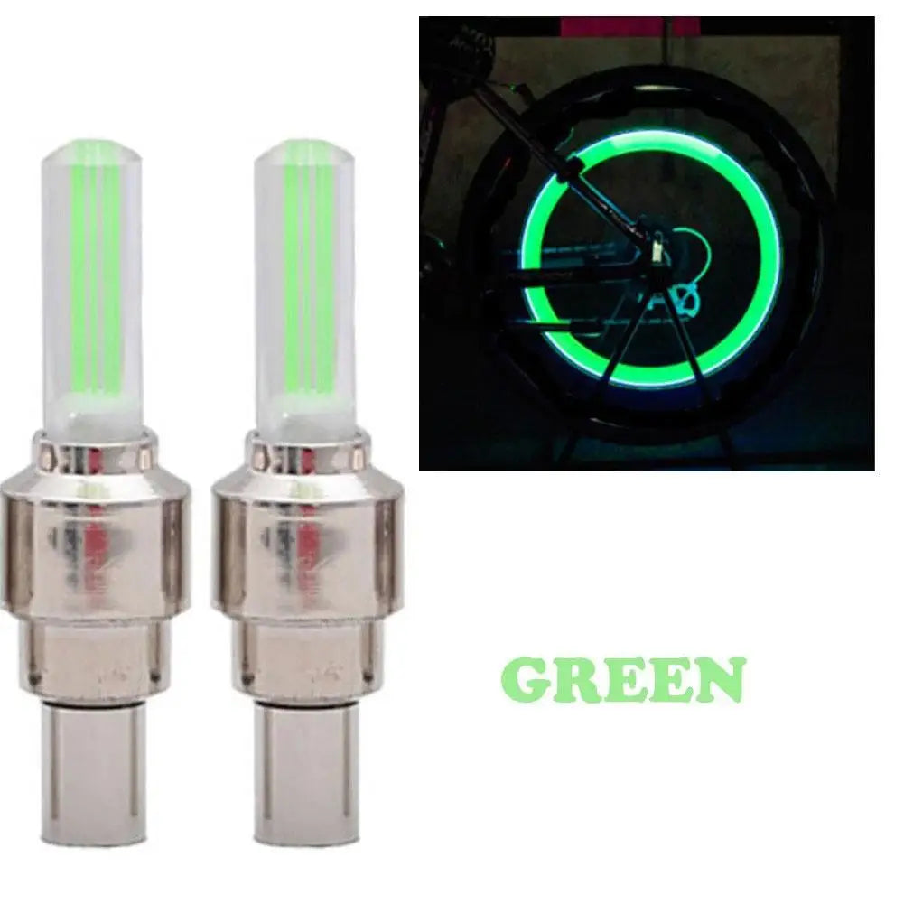 2pcs LED Bicycle Valve Light, Neon Bicycle Spoke Light Bicycle Tire Valve Light, Night Riding Warning Light Bicycle Accessories Qme C