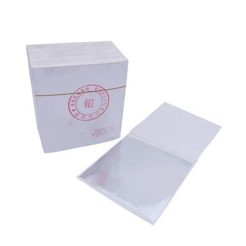 100pcs Art Craft Design Paper 9cm Sheets Practical Imitation Gold Silver Rose Gold Leaf for Gilding DIY Craft Party Decoration Qme 100pcs silvery