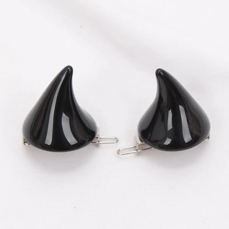 1 Pair Small Demon Horn Hairpins Gothic Party Cosplay Costume Pin Qme