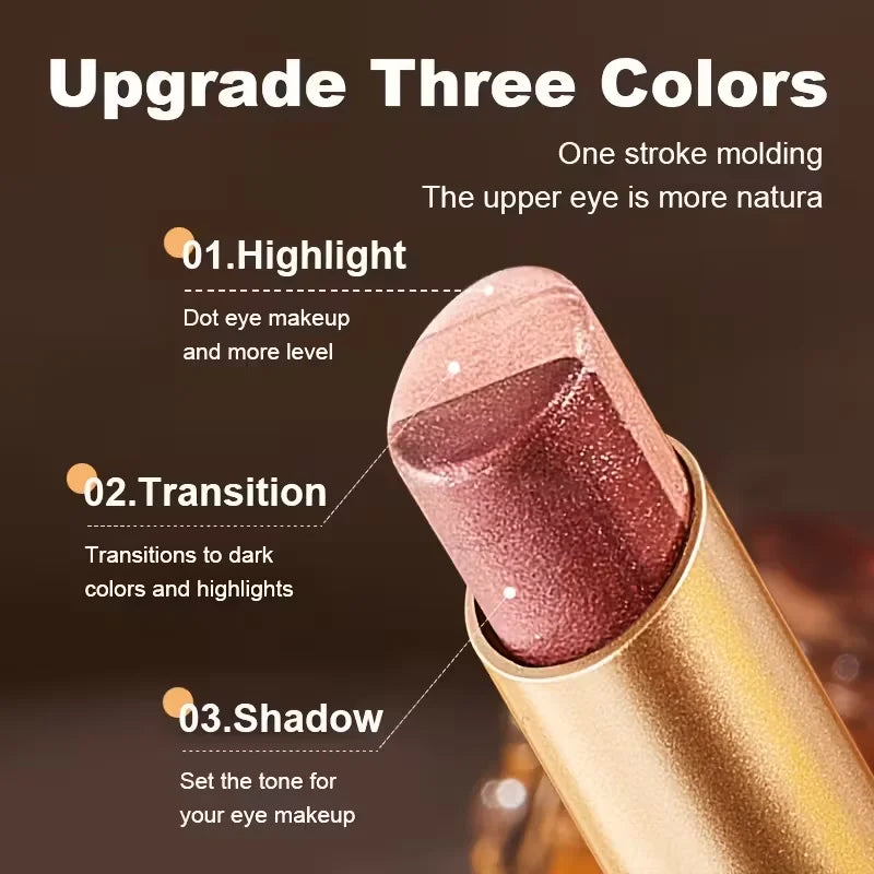 Shimmering Three-color Eyeshadow Stick That Waterproof Sweatproof Qme