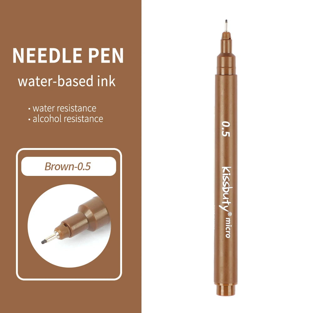 Micro-Pen Fineliner Pens,Color Pigment Liner Multiliner Archival Ink Micro Fine Point Pens for Sketching, Drawing, Journaling Qme 0.5-Brown
