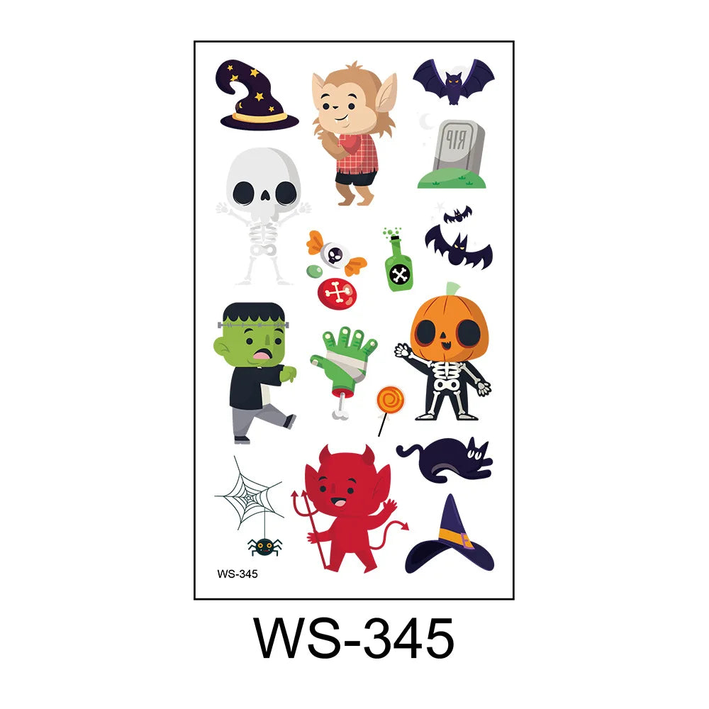 A 10 Sheets Halloween Pumpkins Tattoo Sticker Temporary Fake Tattoo Arm Hands Body Waterdichte Tatouages Pour Kids Toy Gift Qme