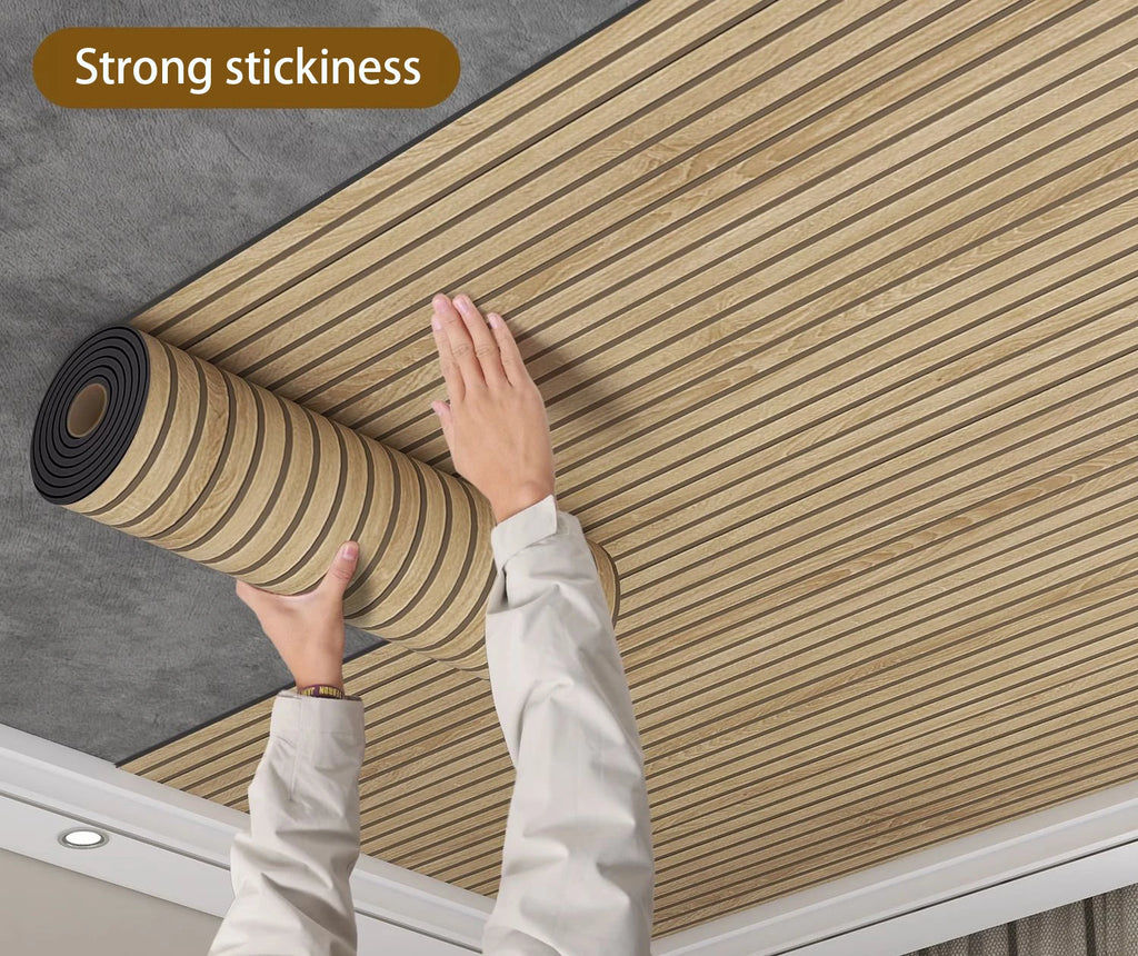 Extra Thick 3D Retro Wood Grain Self-Adhesive Wallpaper - Perfect for DIY Ceiling and Wall Projects, SXP Resin, Removable and Wa Qme