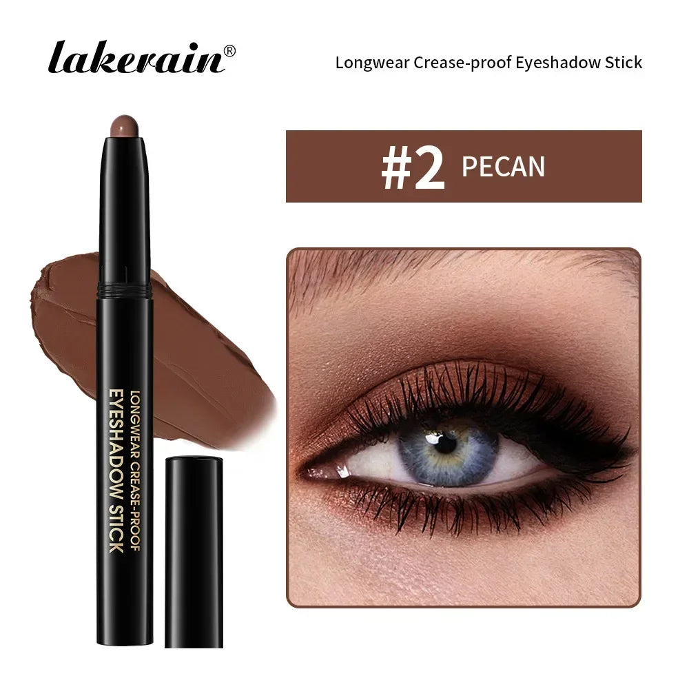 Matte Blue Eyeshadow Stick Pencil Waterproof Monochrome Glitter Pearly Eyeshadow Makeup Soft Natural High Pigmented Long-Lasting Qme 02
