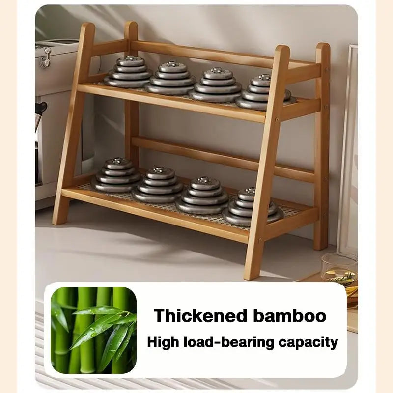 Desktop Removable Bamboo Office Balcony Storage Rack Space Saving Qme