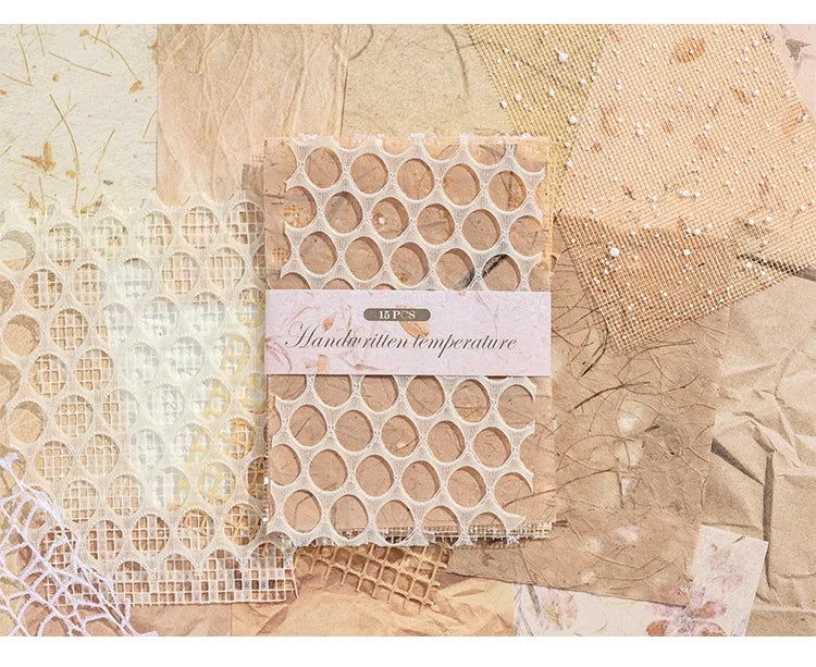 15 pcs Vintage Mixed Materials Lace paper Decor Scrapbook Materials DIY Photo Album Collage Journal Creative Stationery Supplies Qme A