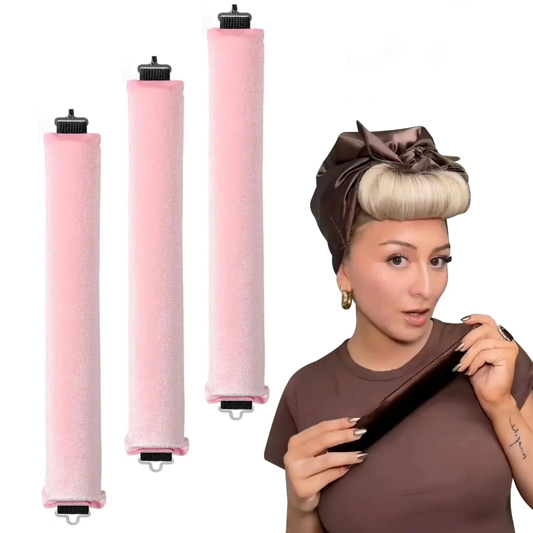 Heatless Hair Curlers Curling Rod Headband No Heat Hair Rollers Lazy Curls with Hook Sleeping Soft Flexi Rod Hair Styling Tools Qme