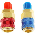 R134A Low High Auto Car Quick Coupler Connector Brass Adapters Car Air Conditioning Refrigerant Adjustable AC Manifold Gauge Qme 2pcs