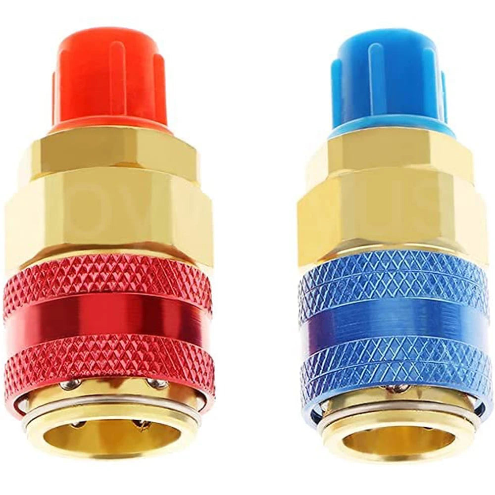 R134A Low High Auto Car Quick Coupler Connector Brass Adapters Car Air Conditioning Refrigerant Adjustable AC Manifold Gauge Qme 2pcs