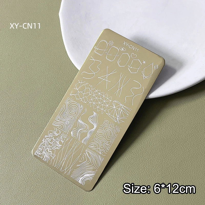 12x6cm Golden Rectangular Nail Stamping Plate Bowknot Butterfly Qme 11