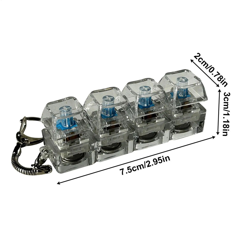 4 Keys Mechanical Keyboard Tester Keychain Stress Relief Clicker Fidget Keyboard With LED Decompressions Tool Pendant Gifts Qme