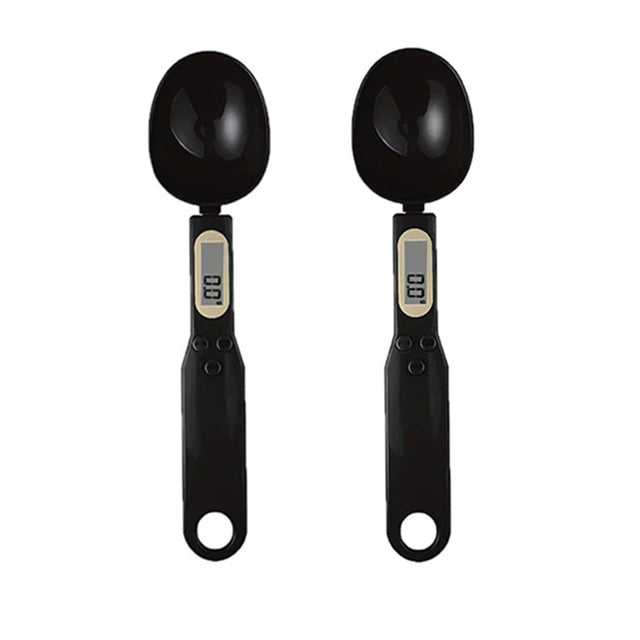 Mini Spoon Scale Digital Kitchen Scale Electronic LCD Food Scale 0.1-500g Cooking Flour Milk Coffee Powder Weight Measure Spoon Qme 2PCS Black 1Kg