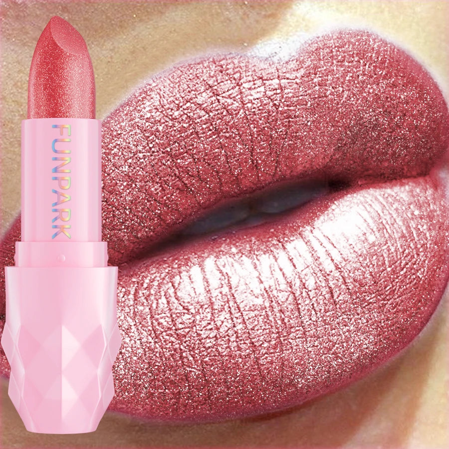 3 Colors Glitter Shiny Metallic Lipstick Pearlescent Pigmented Lip Qme 303