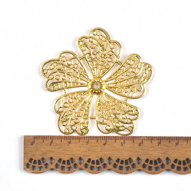 Flowers Antique Filigree Wraps Connectors For DIY Jewelry Accessories Findings Making Scrapbook Supplies Home Decor Metal Crafts Qme