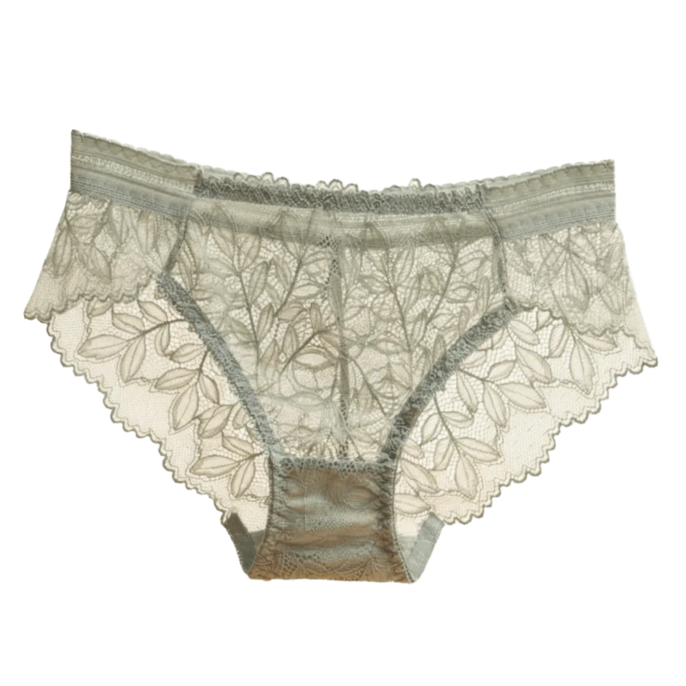 Breathable Low Waist Women's Panties Mesh Hollow Out Lace Briefs Qme Green One Size 1pc