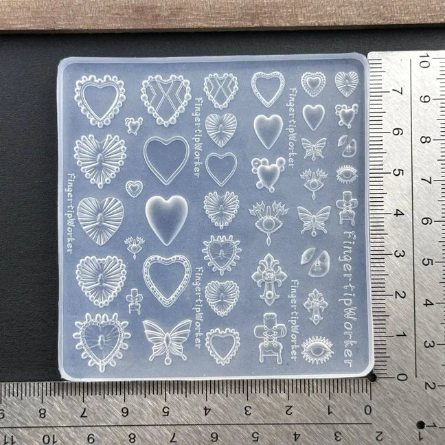 Transparent DIY Acrylic Nail Art Mold French Heart Necklace Butterfly Qme A2