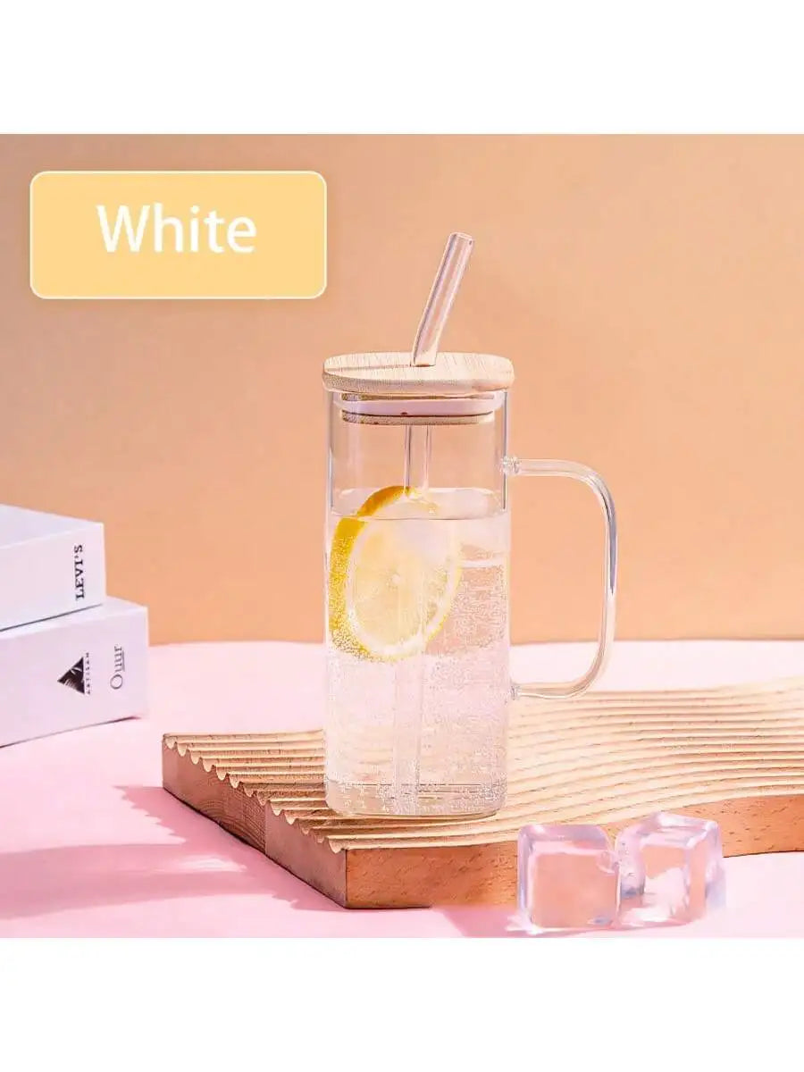400 Smoothie Cup Straw Heat-resistant Juice Drink Large Capacity Qme White handle 400ml