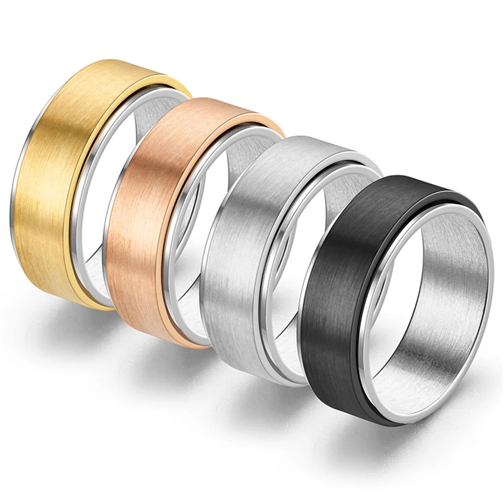 Cool Anxiety Fidget Spinner Rings Black Silver Gym Stainless Steel Spinning Rotating Mood Ring Men Women Anti Stress Jewelry Qme