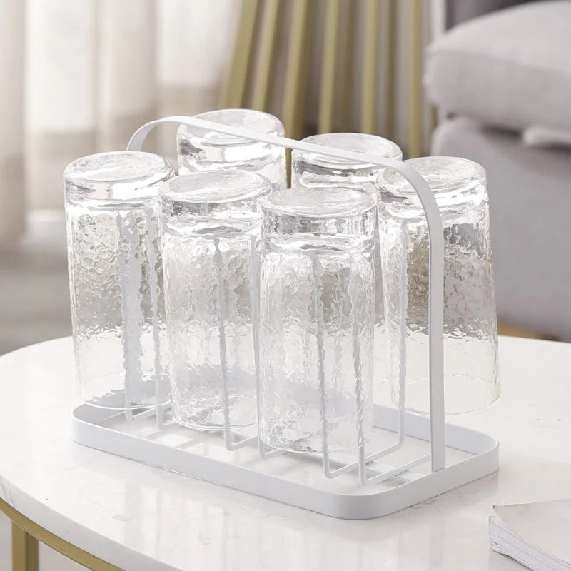 Glass Bottle Holder Coffee Mug Office Mugs Organizer Metal Cup Drying Qme White