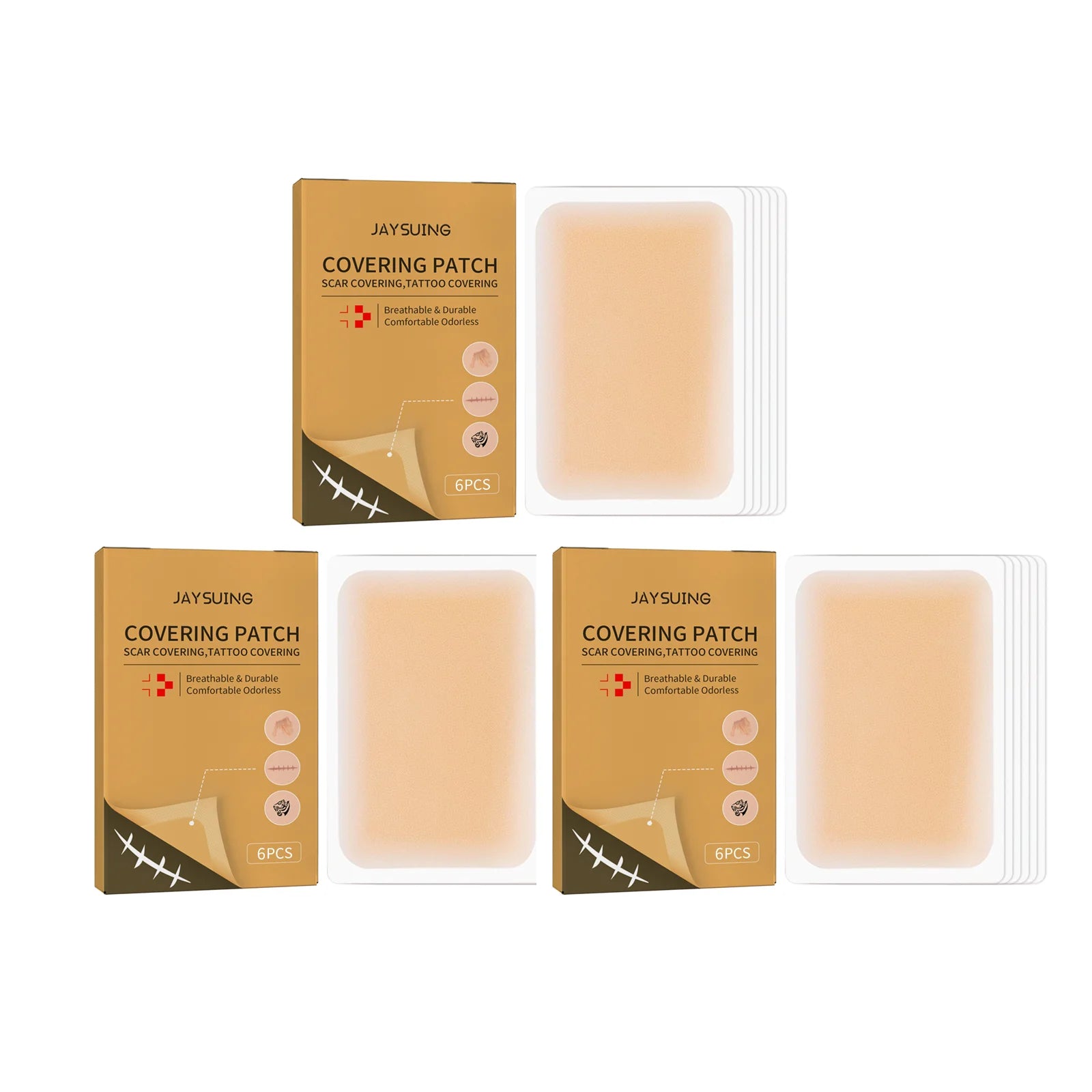 Invisible Concealer Patches Waterproof Full Cover Concealer Tattoo Scar Birthmark Natural Breathable Skin Flaw Hide Tapes 6PCS Qme 3 X 6pcs boxed
