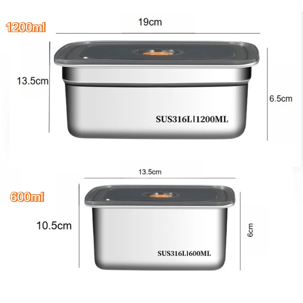Food Storage Container Airtight Leakproof Lunch Box Freezer Microwave Safe Metal Meal Prep Box Refrigerator Food Keeper with Lid Qme 2pcs 600ml 1200ml