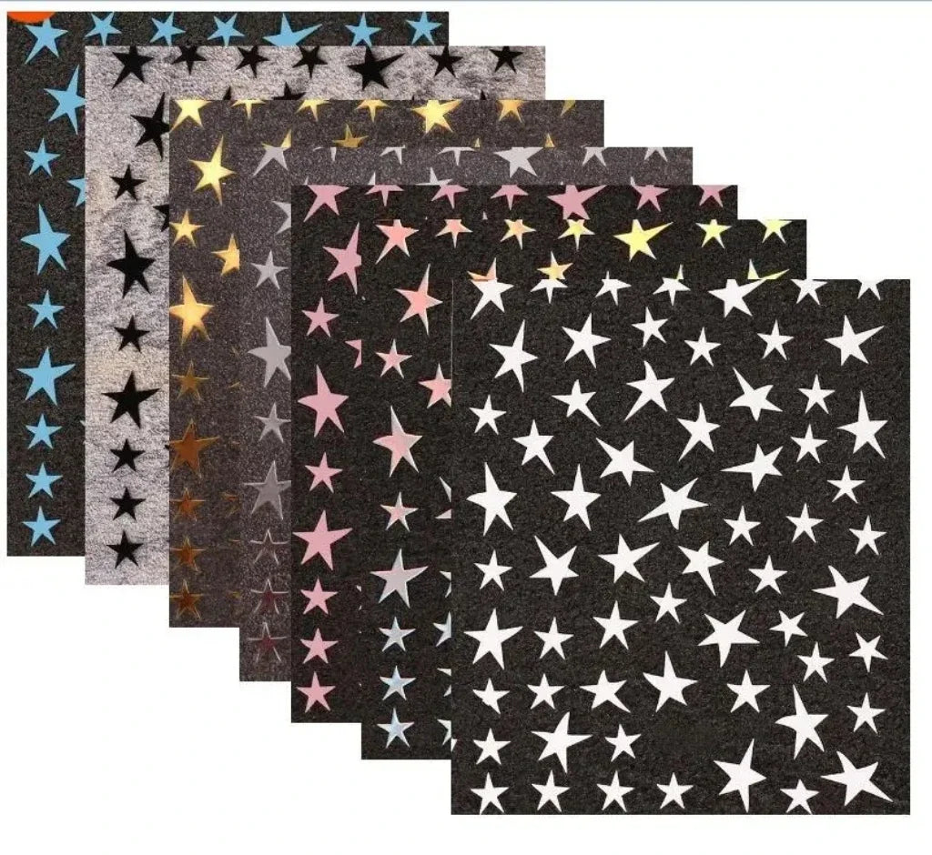Mix 7 Colourful Stars Nails Stickers Irregular Pentagram Decals Laser Shiny Decor Self-adhesive Decals DIY Manicure Foils Wraps Qme MIX 7 COLOUR