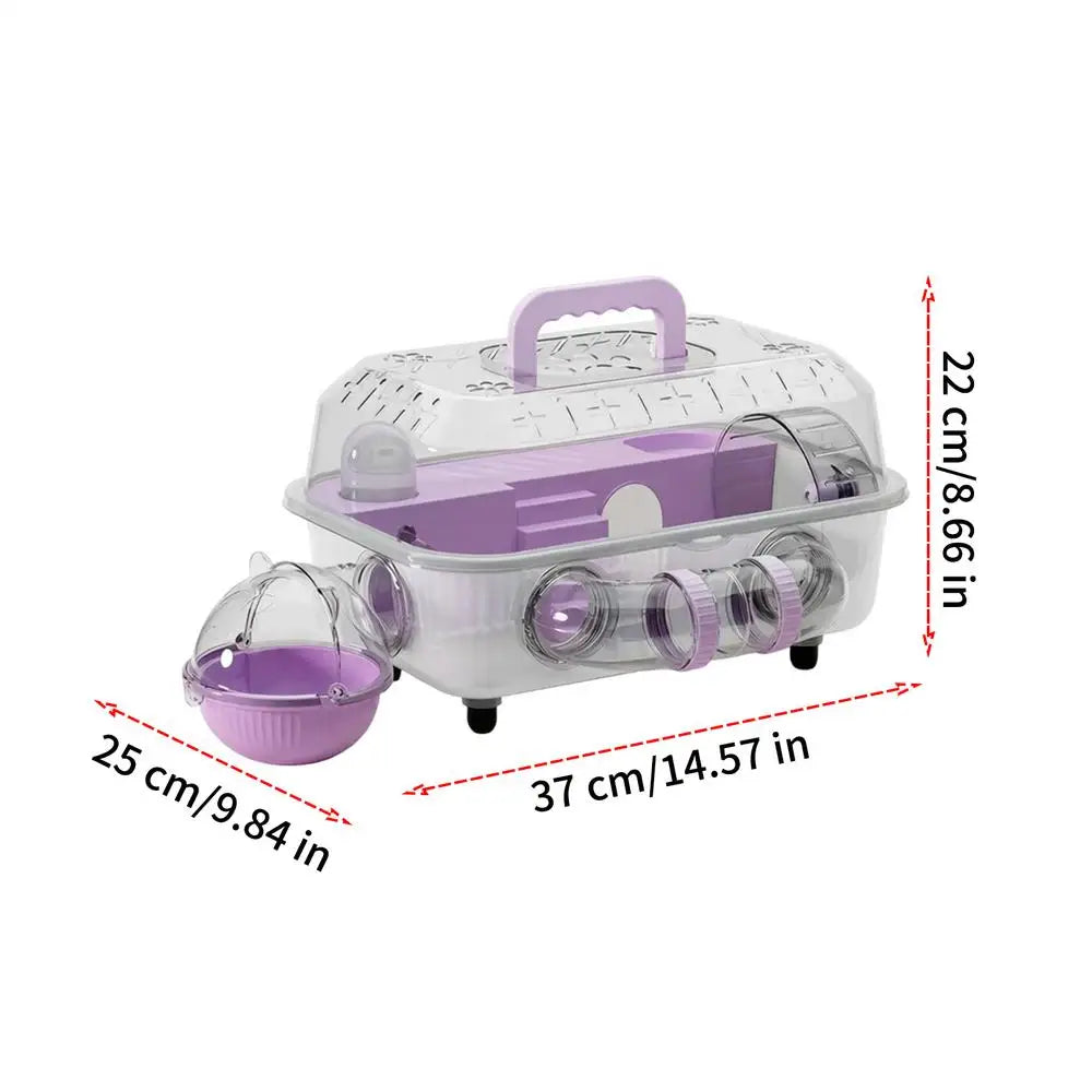 Dwarf Hamster Cage 2-Layer Detachable Transparent Carrier Tunnel Qme Purple China Mainland
