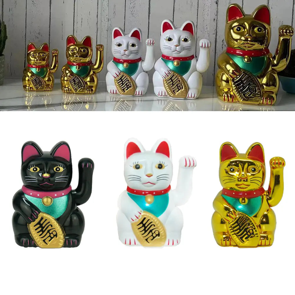 Chinese Lucky Cat Decoration Waving Arm Statue Figurine For Home Car Ornaments Golden Cashier New Store Opening Gift Qme