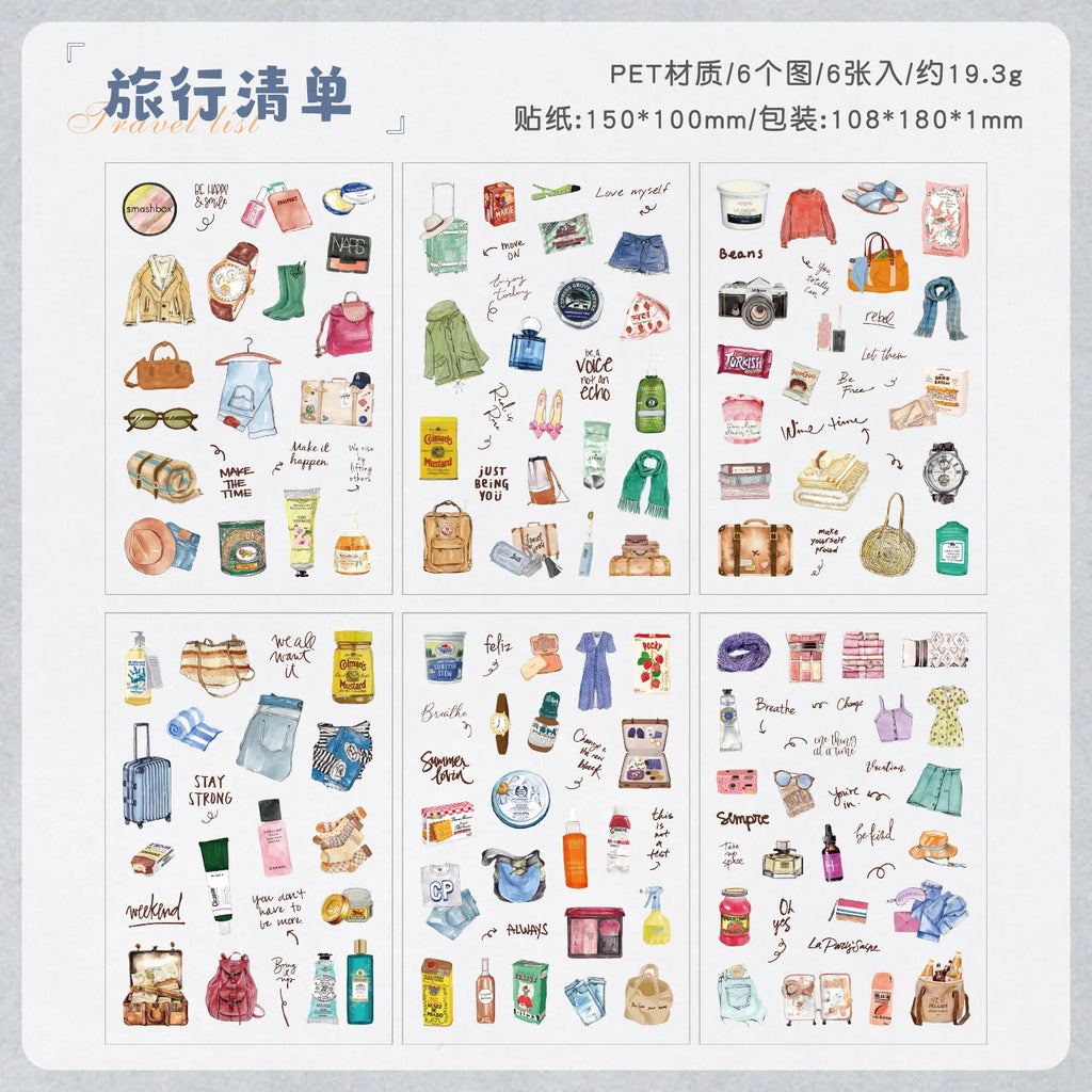 TIANZI 6 sheets Cute Magazine Scrapbooking Stickers Book DIY Junk Journal Material Decoration Album Diary Stationery supplies Qme D
