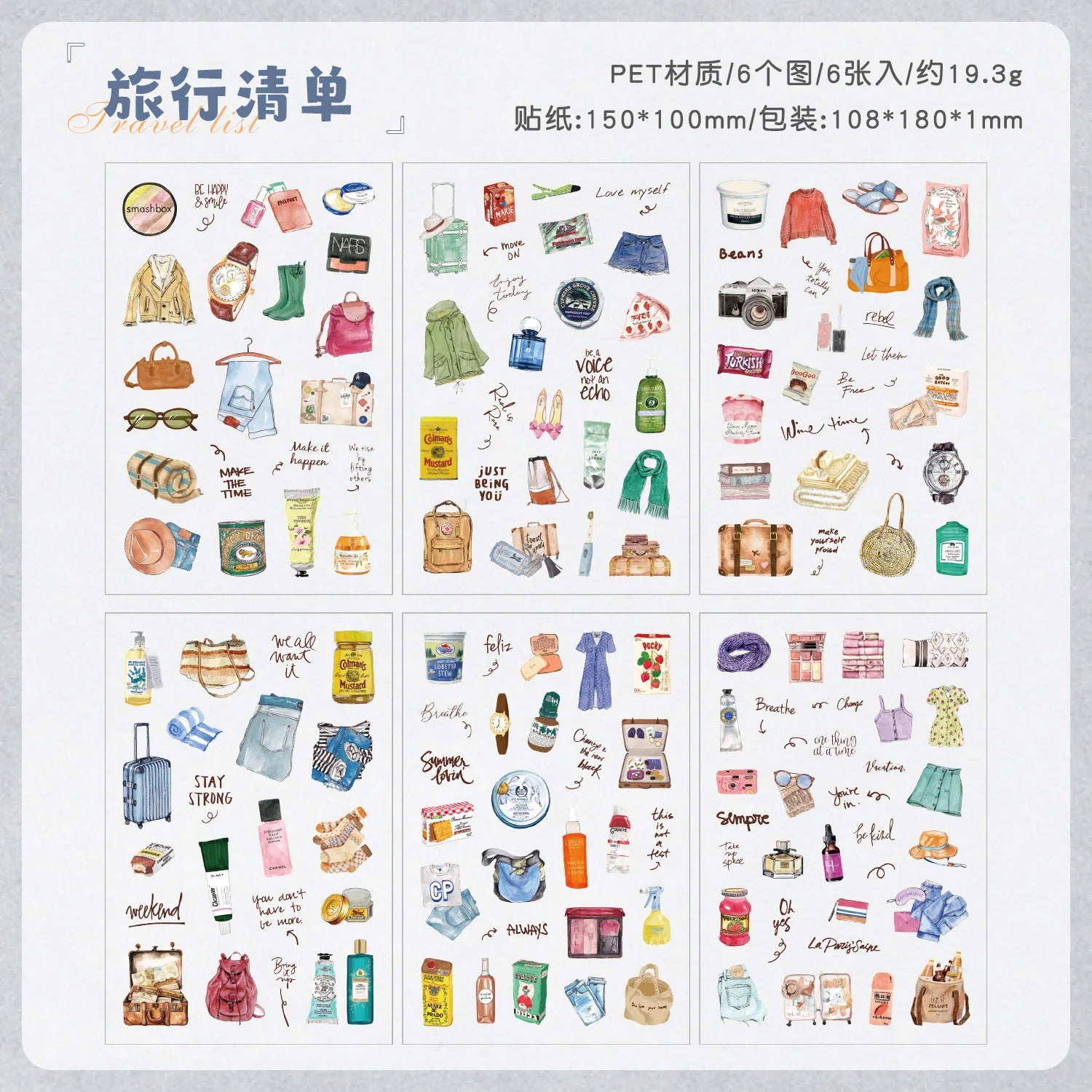 TIANZI 6 sheets Cute Magazine Scrapbooking Stickers Book DIY Junk Journal Material Decoration Album Diary Stationery supplies Qme D