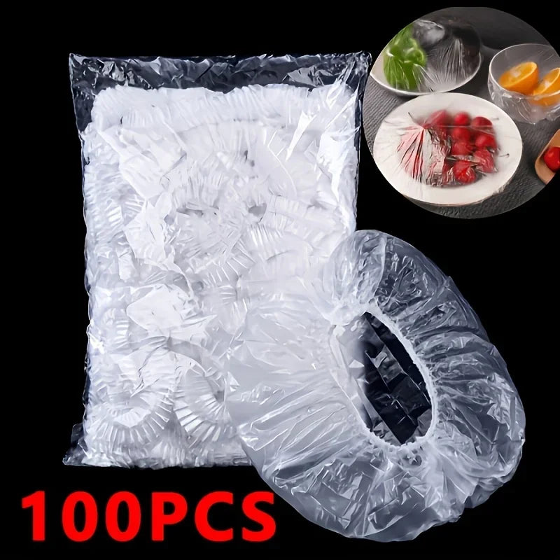 100pcs (100 Sheets) Disposable Food Grade Plastic Wrap Cling Film - Individual Pack, Hygienic Cover for Leftovers, Takeout Qme