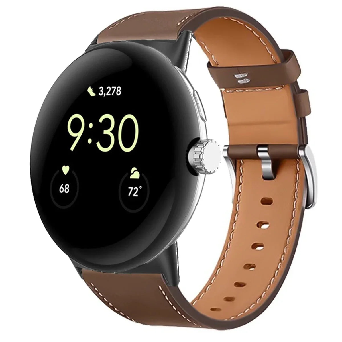 For Google Pixel Watch 3 41 45mm Strap Leather Replace Wristband Correa Bracelet For Google Pixel Watch 2 3 Band Belt Accessorie Qme LBrown-B For Pixel Watch 1