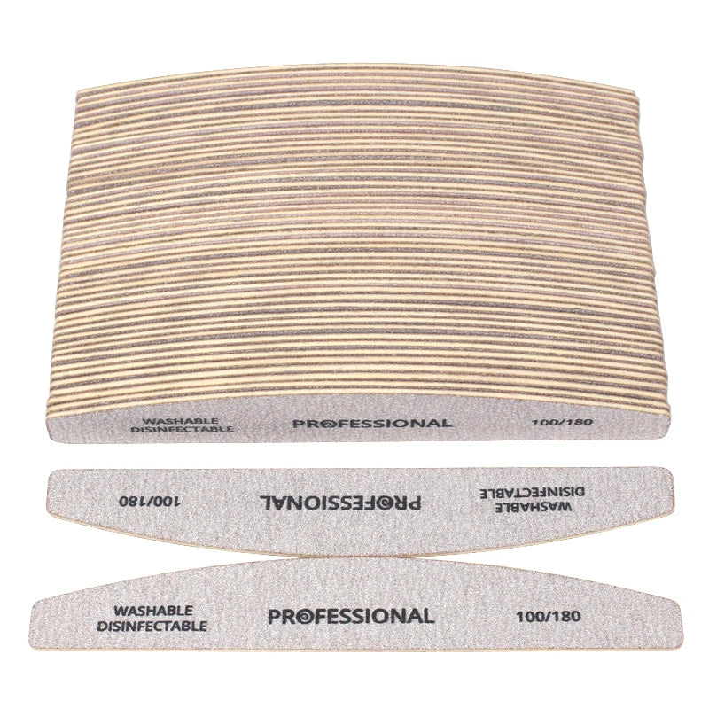 Lot Wooden Nail Files Professional Buffer 100 180 Limas Manicura Qme