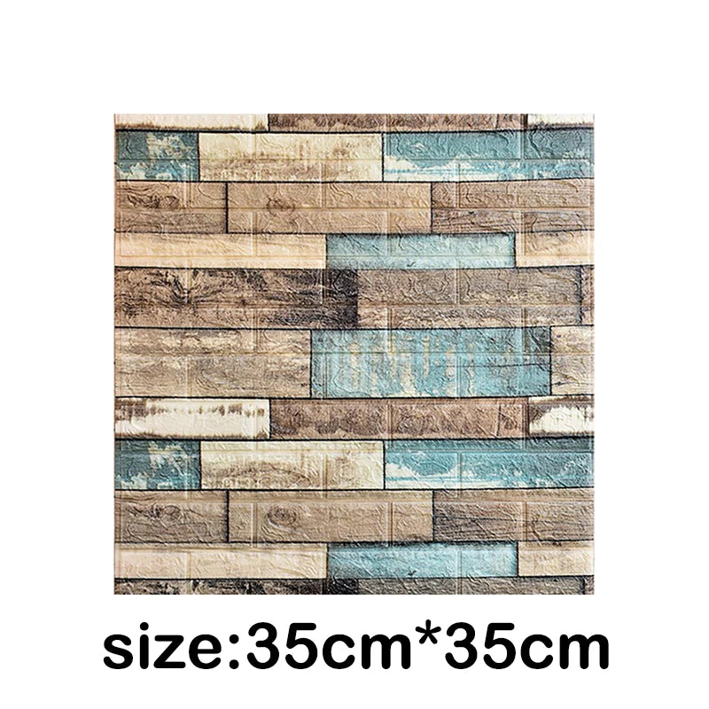 12Pcs 35*30cm High Quality 3D Foam Wall Panel Brick Retro Wallpaper Ceiling Self Adhesive Wallpanel Background Home Decoration Qme retro blue 12Pcs 35cmx30cm