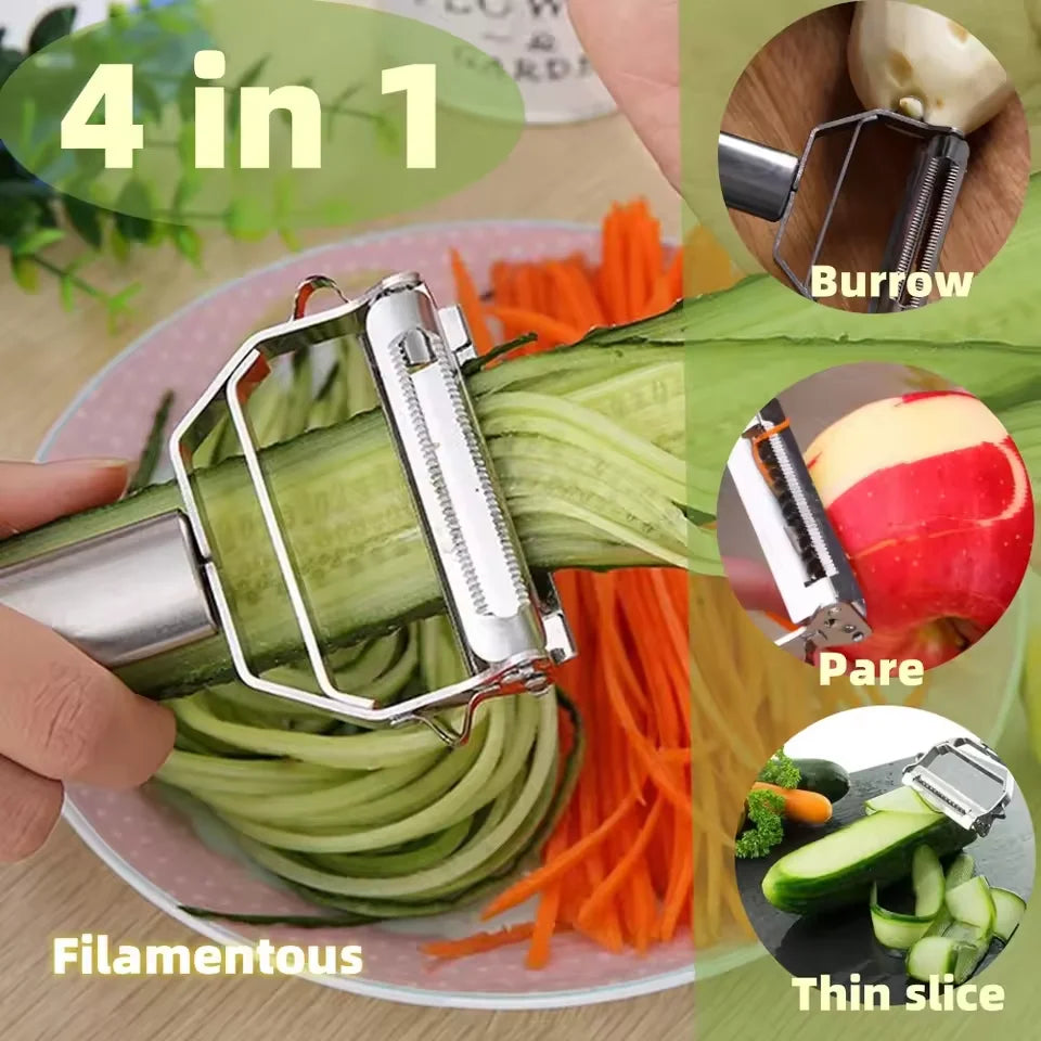 Kitchen Vegetable Peeler Stainless Steel Melon Planer Double-Head Peeler Household Multiple-Function Fruit Vegetable Skin Peeler Qme