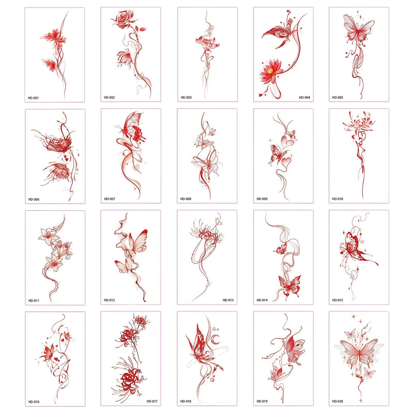 A Temporary Tattoo Retro Red Sticker Watercolor Butterfly Decor Body Arm Art Paster Face Bady Tattoo Waterproof DIY Paster Qme