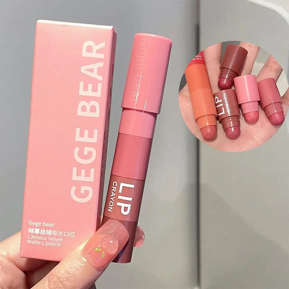 4 In 1 Matte Lipstick Pencil Kit Combo Velvet Sexy Red Lip Tint Non-stick Cup Multicolour Lipstick Pen Makeup Lips Cosmetic Set Qme