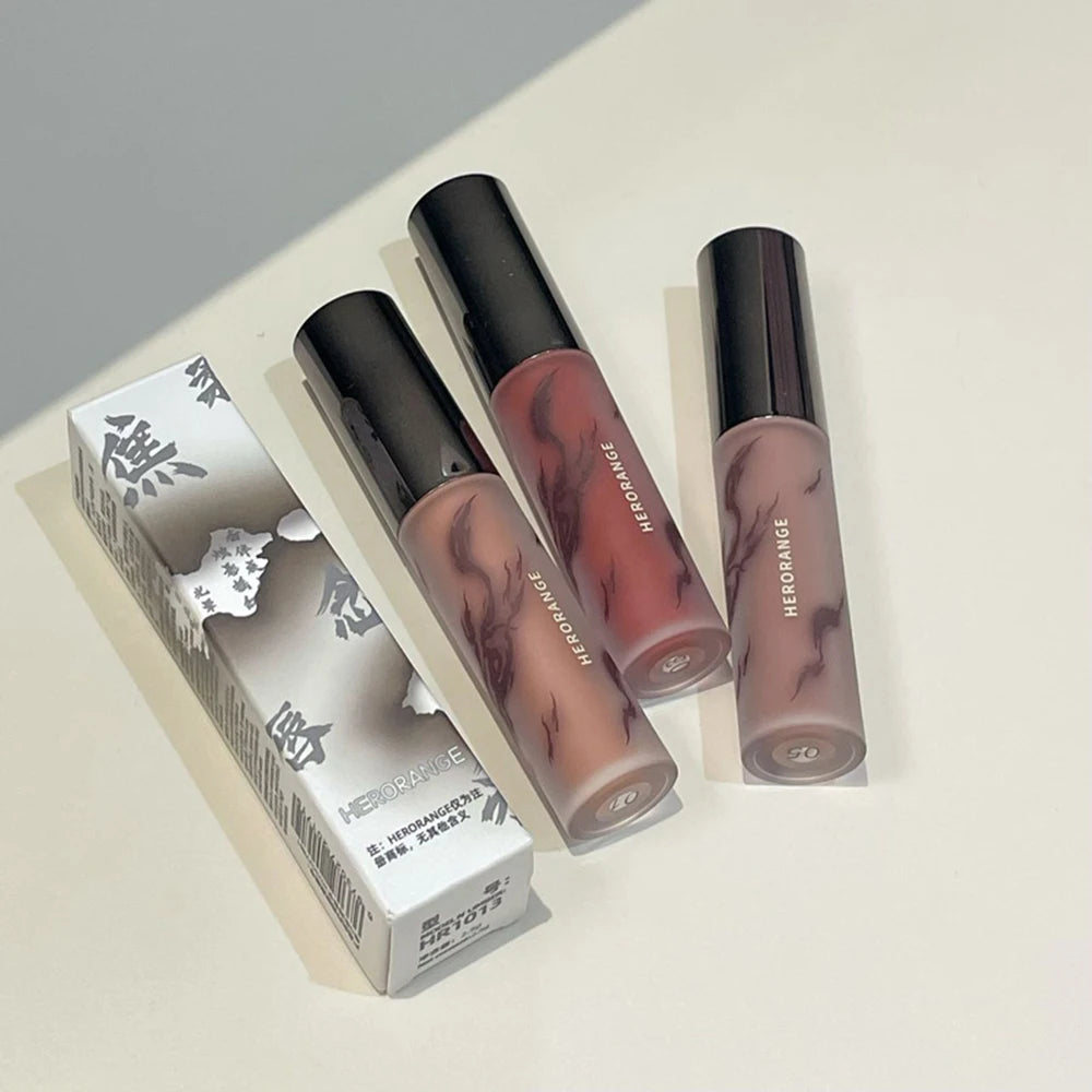 HERORANGE Lip Glaze Matte Velvet Fine Glitter Qme